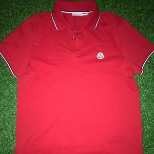 Moncler Men’s Red Maglia Polo Manica Corta Size Medium Slim Fit